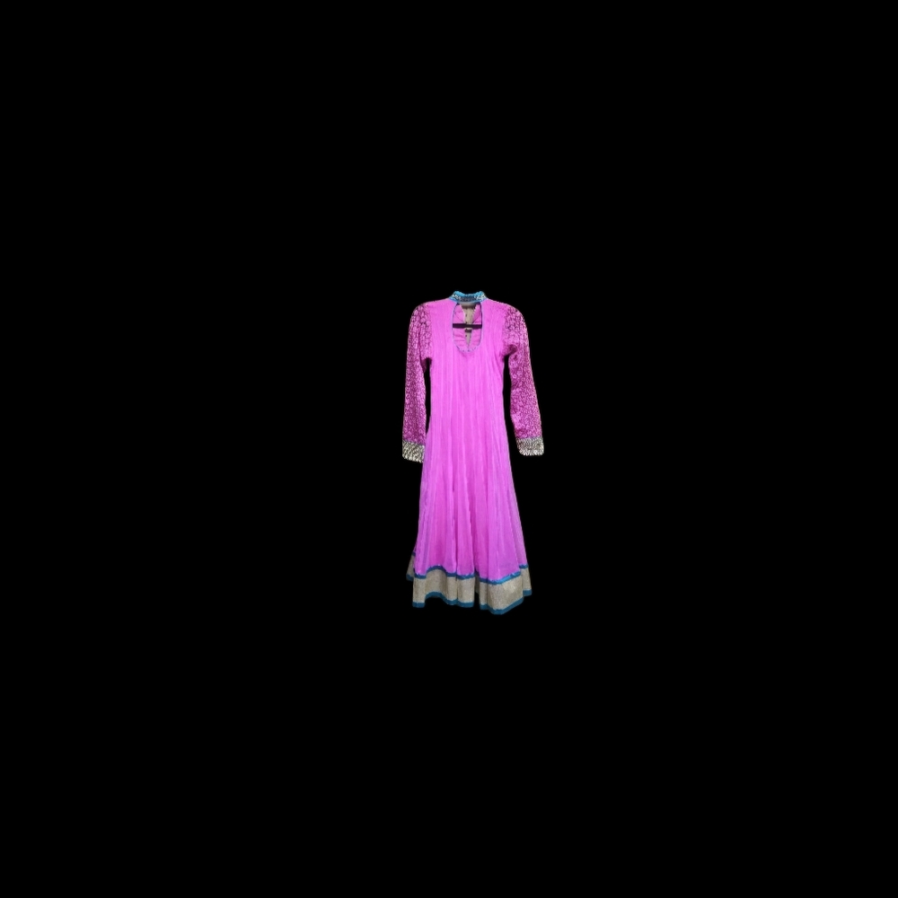 Bollywood Elegant Wear Anarkali Gauzy Gown Indian Pakistani Embroidered Large